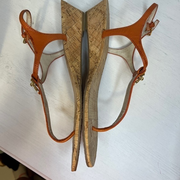 Micheal Kors Orange Leather and Cork Wedge Thong Sandal 9.5 - Picture 9 of 11